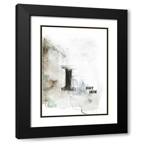 Right Here Black Modern Wood Framed Art Print with Double Matting by Design Fabrikken