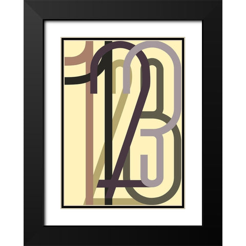 Numbers 1 Black Modern Wood Framed Art Print with Double Matting by Design Fabrikken