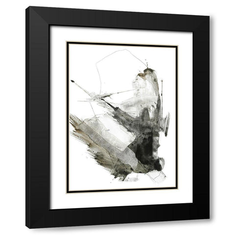 Graphical Shapes 1 Black Modern Wood Framed Art Print with Double Matting by Design Fabrikken