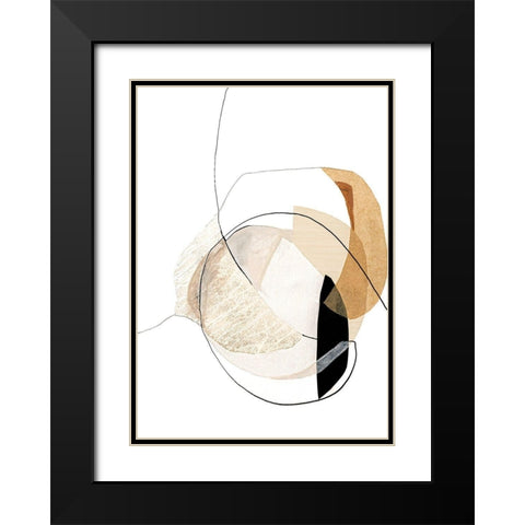 Graphical Shapes 4 Black Modern Wood Framed Art Print with Double Matting by Design Fabrikken