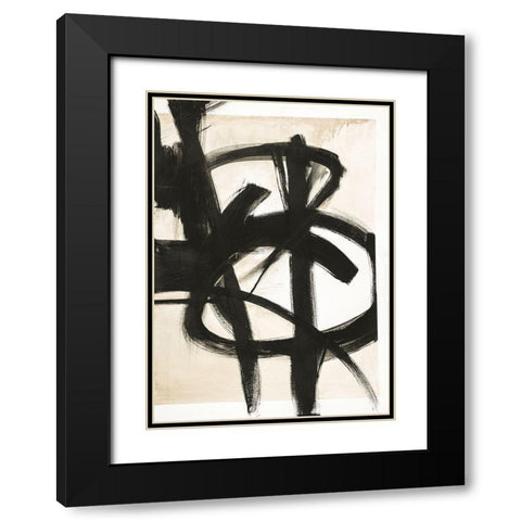 Graphical Shapes 7 Black Modern Wood Framed Art Print with Double Matting by Design Fabrikken