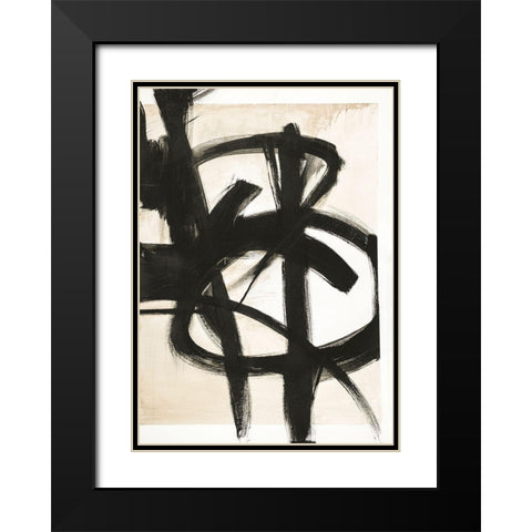 Graphical Shapes 7 Black Modern Wood Framed Art Print with Double Matting by Design Fabrikken