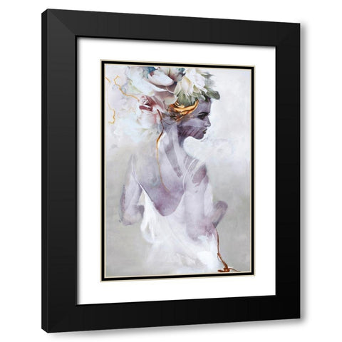Soft Couture Black Modern Wood Framed Art Print with Double Matting by Design Fabrikken