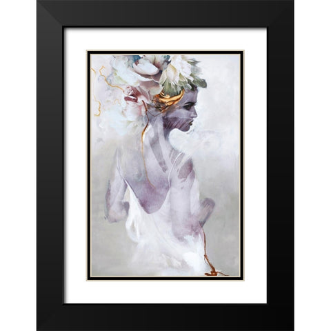 Soft Couture Black Modern Wood Framed Art Print with Double Matting by Design Fabrikken