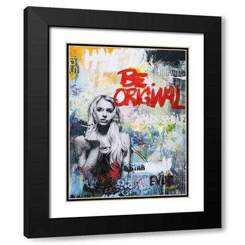 Be Original Black Modern Wood Framed Art Print with Double Matting by Design Fabrikken