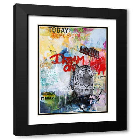 Tiger King Black Modern Wood Framed Art Print with Double Matting by Design Fabrikken