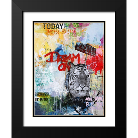 Tiger King Black Modern Wood Framed Art Print with Double Matting by Design Fabrikken