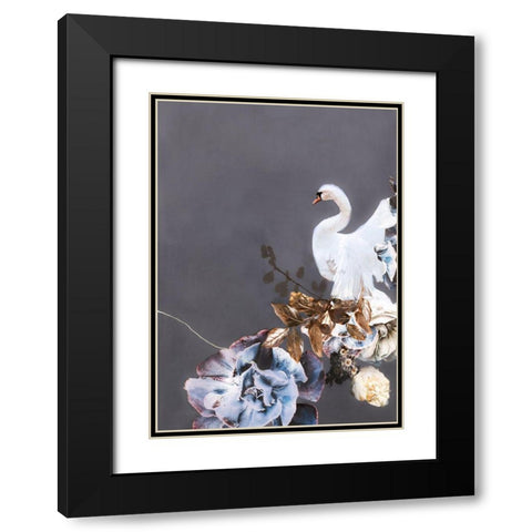 Swan Gold 2 Black Modern Wood Framed Art Print with Double Matting by Design Fabrikken