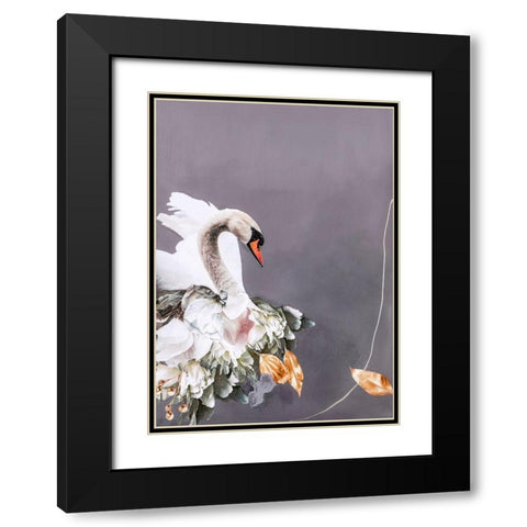 Swan Gold 1 Black Modern Wood Framed Art Print with Double Matting by Design Fabrikken