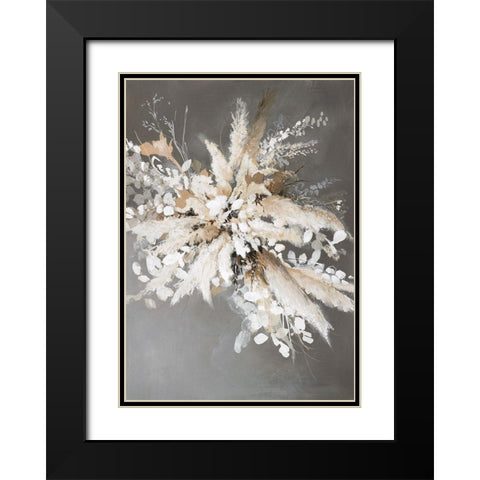 Light Leaves 1 Black Modern Wood Framed Art Print with Double Matting by Design Fabrikken