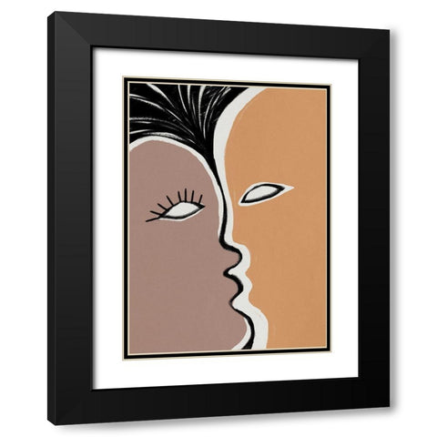Face to Face 2 Black Modern Wood Framed Art Print with Double Matting by Design Fabrikken