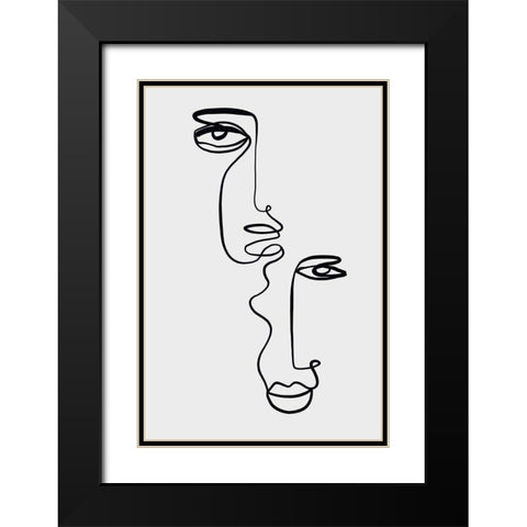 Faces 2 Black Modern Wood Framed Art Print with Double Matting by Design Fabrikken