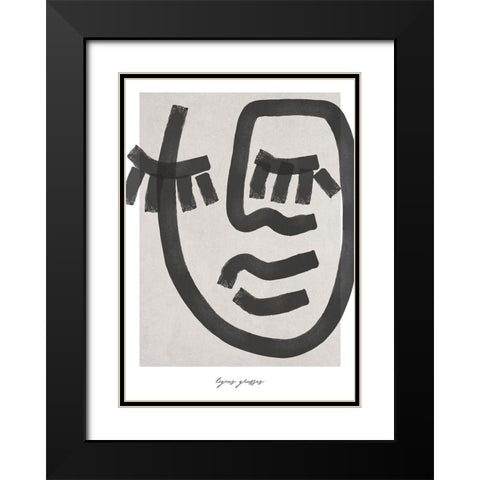 Lignes Grasses 1 Black Modern Wood Framed Art Print with Double Matting by Design Fabrikken