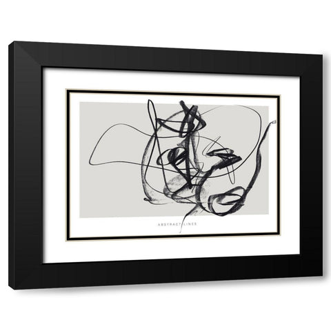 Lines 2 Black Modern Wood Framed Art Print with Double Matting by Design Fabrikken
