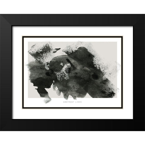 Lines 3 Black Modern Wood Framed Art Print with Double Matting by Design Fabrikken