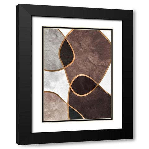 Velvet Shapes 3 Black Modern Wood Framed Art Print with Double Matting by Design Fabrikken