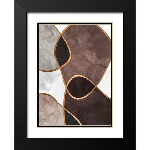 Velvet Shapes 3 Black Modern Wood Framed Art Print with Double Matting by Design Fabrikken