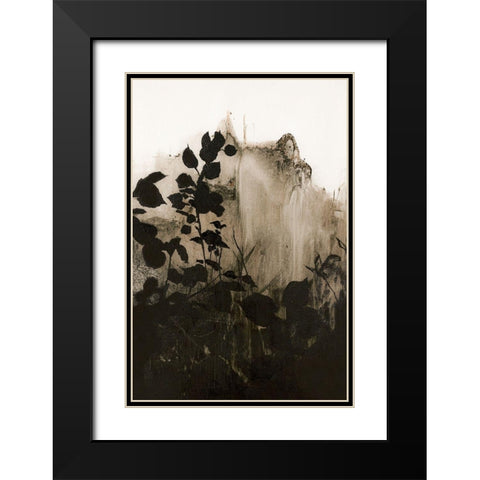 Silhouette Leaves 2 Black Modern Wood Framed Art Print with Double Matting by Design Fabrikken