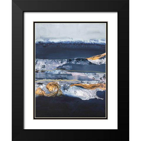 Element Water Black Modern Wood Framed Art Print with Double Matting by Design Fabrikken