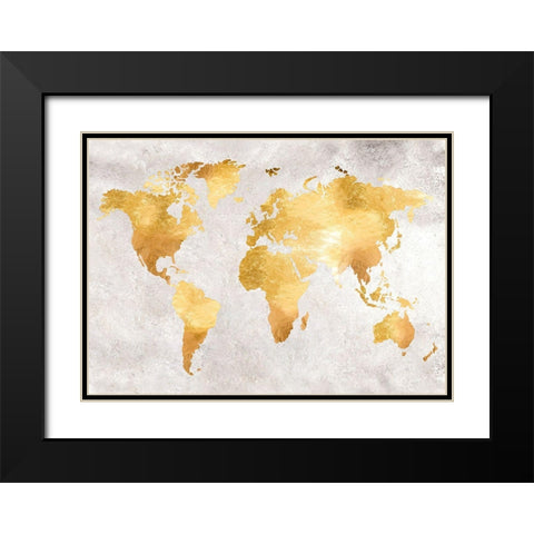 Gold World Black Modern Wood Framed Art Print with Double Matting by Design Fabrikken