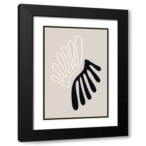 The Leaf 1 Black Modern Wood Framed Art Print with Double Matting by Design Fabrikken