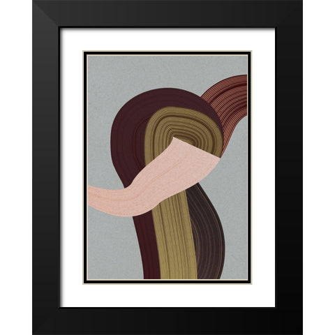 Fibers 4 Black Modern Wood Framed Art Print with Double Matting by Design Fabrikken