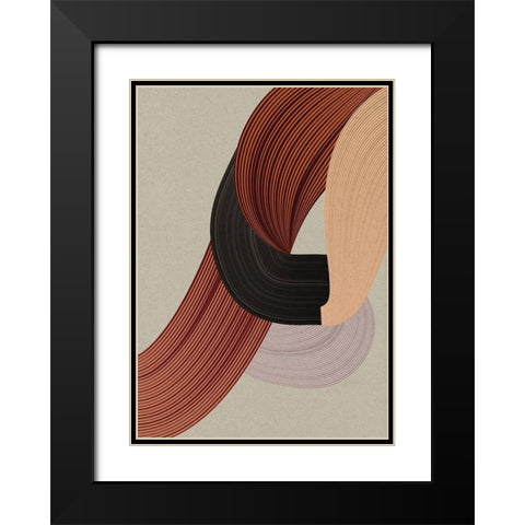 Fibers 6 Black Modern Wood Framed Art Print with Double Matting by Design Fabrikken