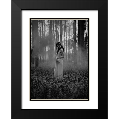 Girl in the Woods Black Modern Wood Framed Art Print with Double Matting by Design Fabrikken