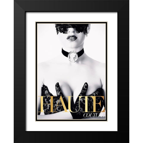 Couture 4 Black Modern Wood Framed Art Print with Double Matting by Design Fabrikken