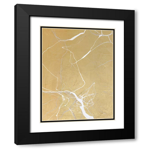 Gold Marble Black Modern Wood Framed Art Print with Double Matting by Design Fabrikken