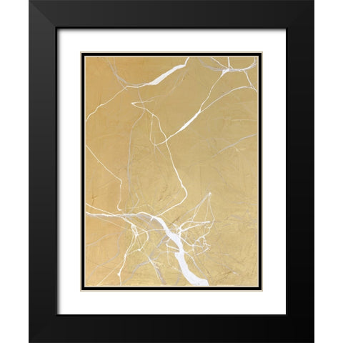 Gold Marble Black Modern Wood Framed Art Print with Double Matting by Design Fabrikken