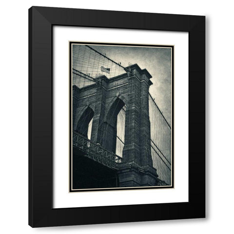 Brooklyn Bridge Black Modern Wood Framed Art Print with Double Matting by Nicosia, Larry