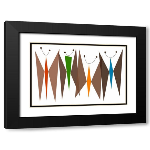 Butterflies - Browns Black Modern Wood Framed Art Print with Double Matting by Newton, Tonya