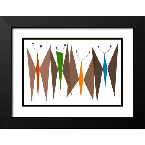 Butterflies - Browns Black Modern Wood Framed Art Print with Double Matting by Newton, Tonya