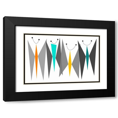 Butterflies - Grays Black Modern Wood Framed Art Print with Double Matting by Newton, Tonya