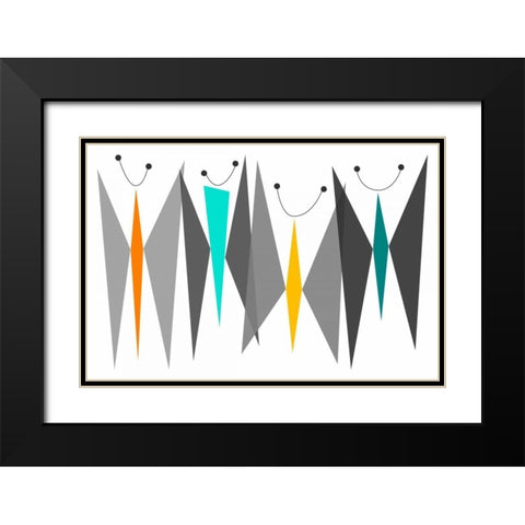 Butterflies - Grays Black Modern Wood Framed Art Print with Double Matting by Newton, Tonya