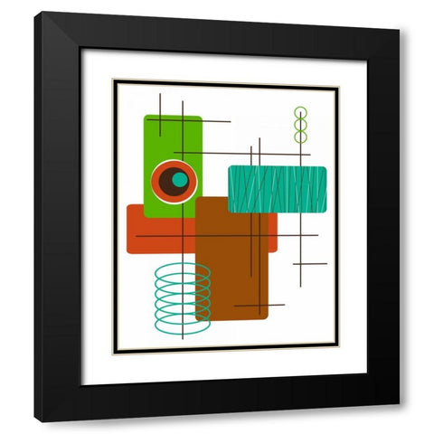 Modop in Green Black Modern Wood Framed Art Print with Double Matting by Newton, Tonya