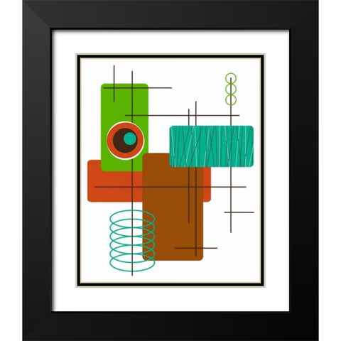 Modop in Green Black Modern Wood Framed Art Print with Double Matting by Newton, Tonya