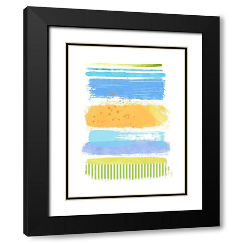 Beach Stripes No. 1 Black Modern Wood Framed Art Print with Double Matting by Nicoll, Suzanne