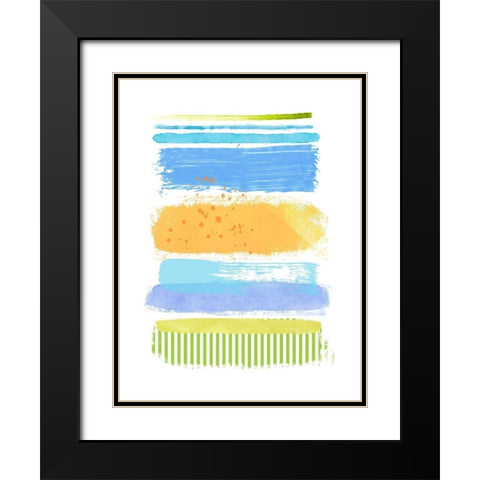 Beach Stripes No. 1 Black Modern Wood Framed Art Print with Double Matting by Nicoll, Suzanne