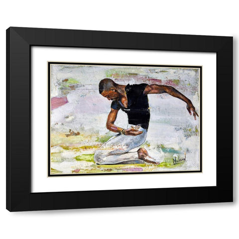 Careful Sparrow Black Modern Wood Framed Art Print with Double Matting by Anderson, Noland
