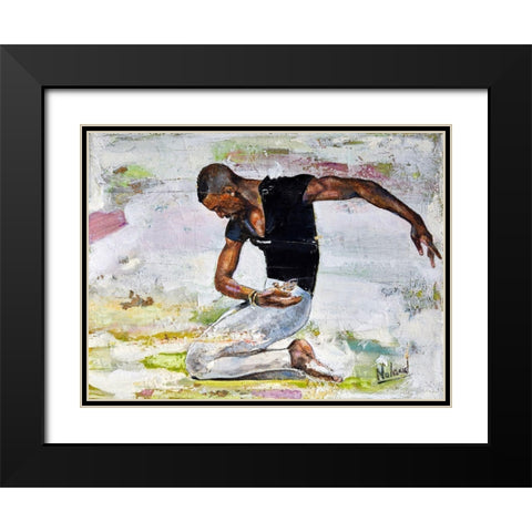 Careful Sparrow Black Modern Wood Framed Art Print with Double Matting by Anderson, Noland