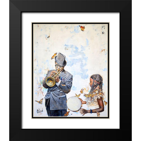 Voodoo In The Vibes Black Modern Wood Framed Art Print with Double Matting by Anderson, Noland