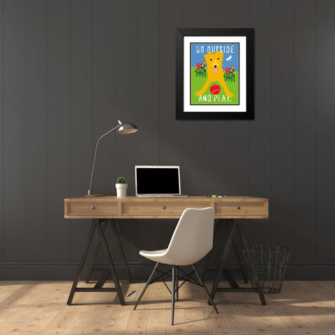 Go Outside and Play Black Modern Wood Framed Art Print with Double Matting by Oliphant, Ginger
