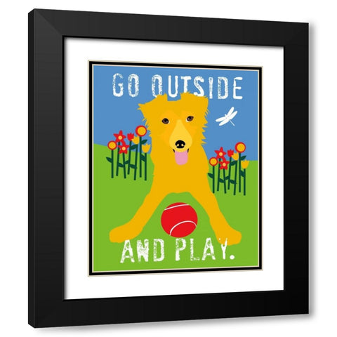 Go Outside and Play Black Modern Wood Framed Art Print with Double Matting by Oliphant, Ginger