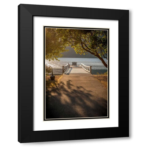 Crescent Lake Pier Black Modern Wood Framed Art Print with Double Matting by Oldford, Tim
