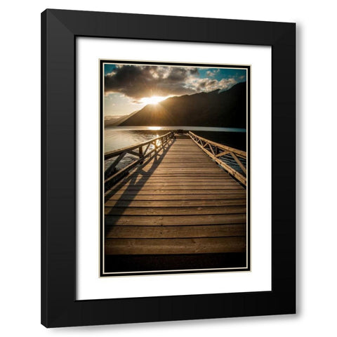 Crescent Lake Sunset Black Modern Wood Framed Art Print with Double Matting by Oldford, Tim