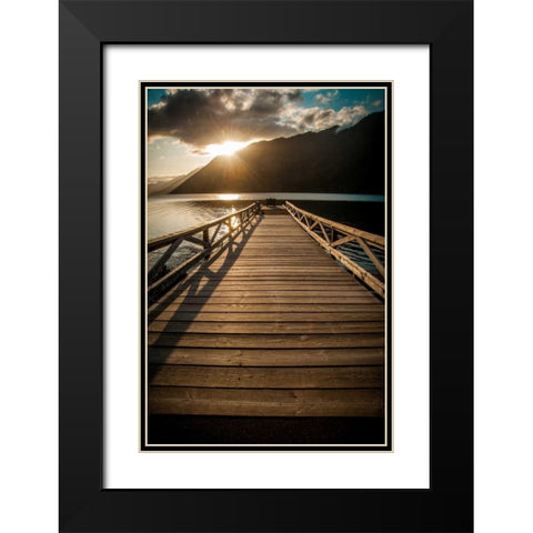 Crescent Lake Sunset Black Modern Wood Framed Art Print with Double Matting by Oldford, Tim