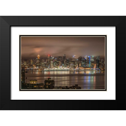 Vancouver Night Black Modern Wood Framed Art Print with Double Matting by Oldford, Tim