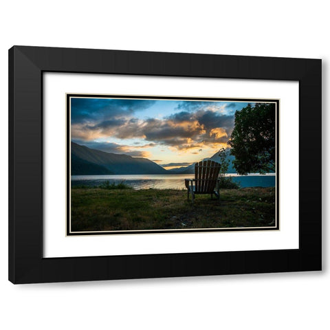 Crescent Lake Chair Black Modern Wood Framed Art Print with Double Matting by Oldford, Tim